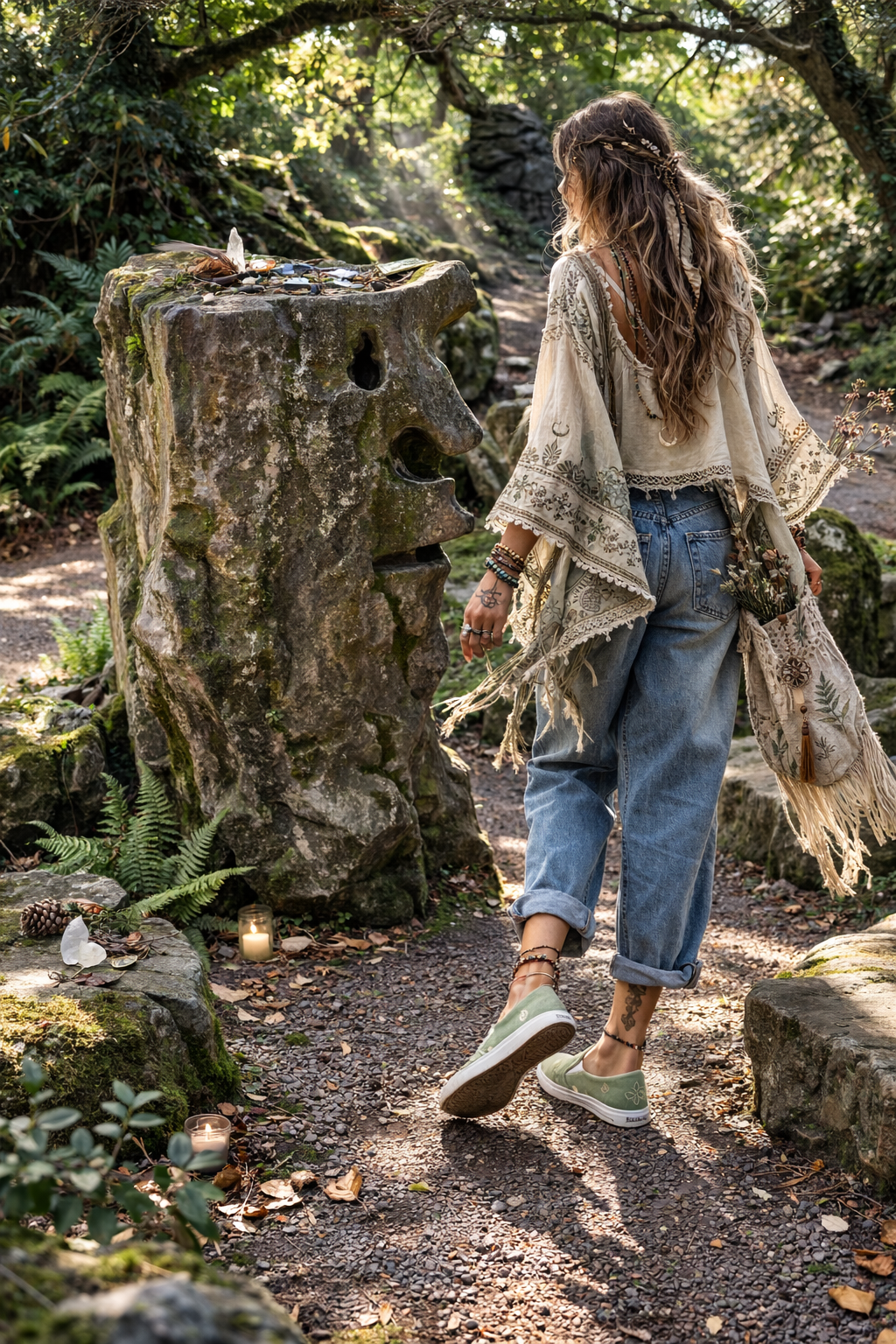 Ancient Sacred Pagan Symbols on Women’s slip-on canvas shoes