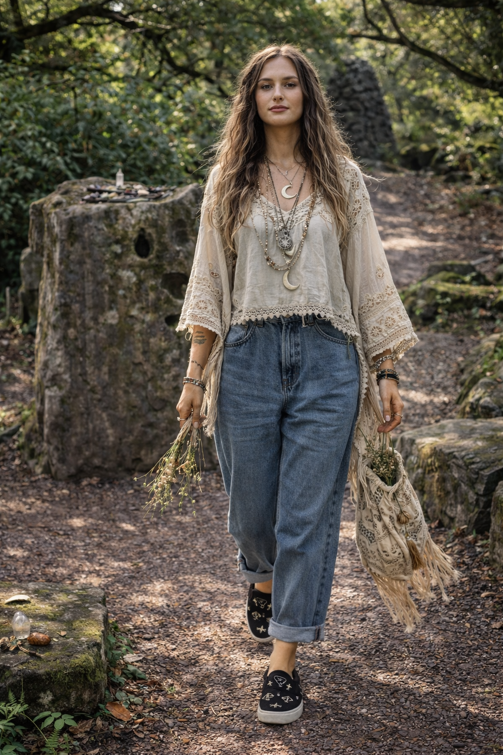 Ancient Sacred Pagan Symbols on Women’s slip-on canvas shoes