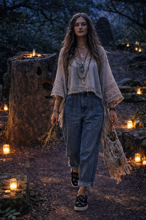 Ancient Sacred Pagan Symbols on Women’s slip-on canvas shoes